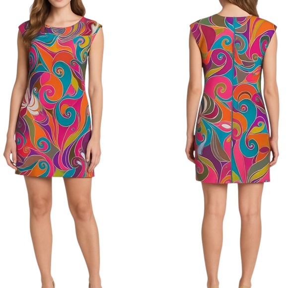 Trina Turk Multicolor Sleeveless Shift Dress Excellent Size S - Picture 1 of 7